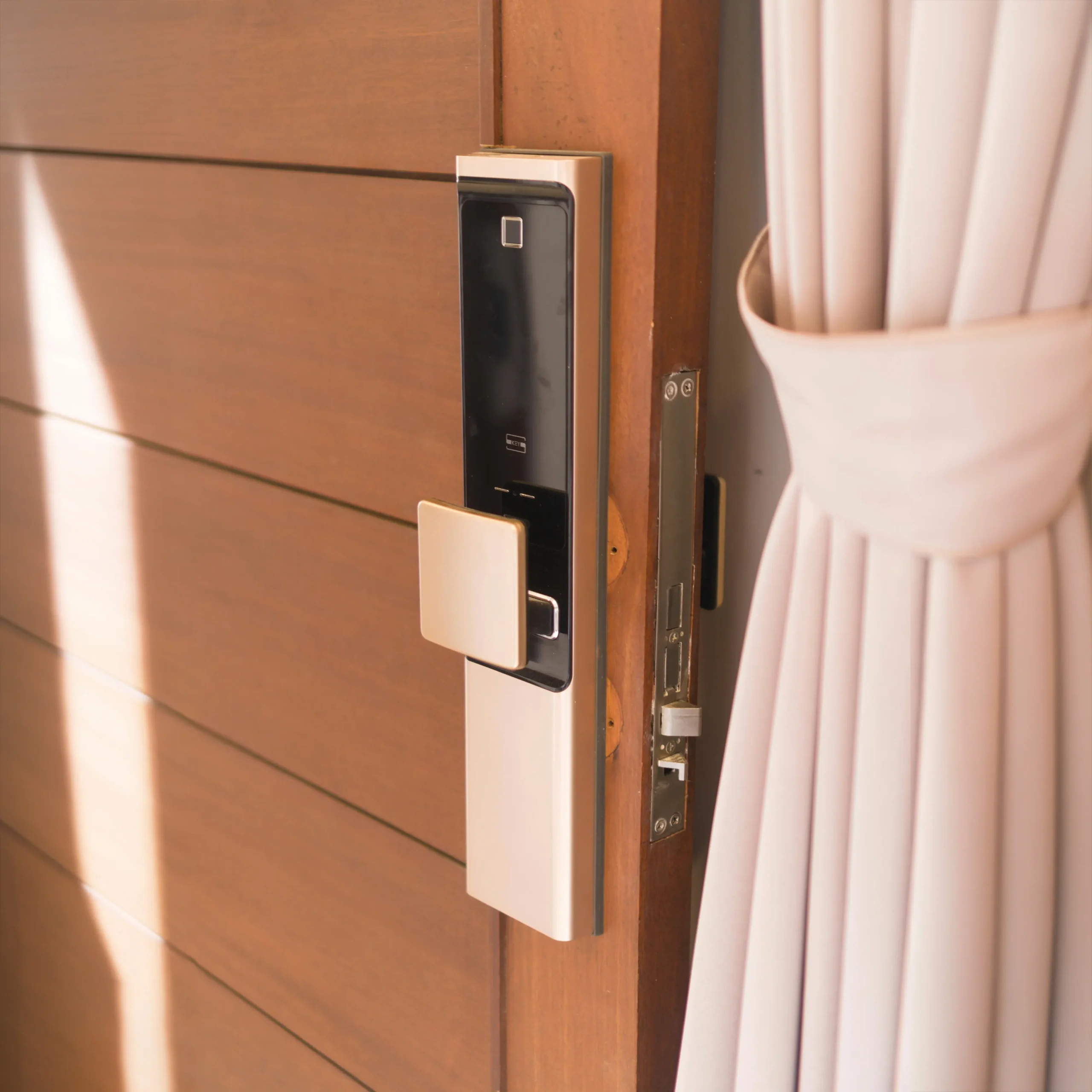 Hotel room smart door lock connected to SmarDen's Hotel Automation System